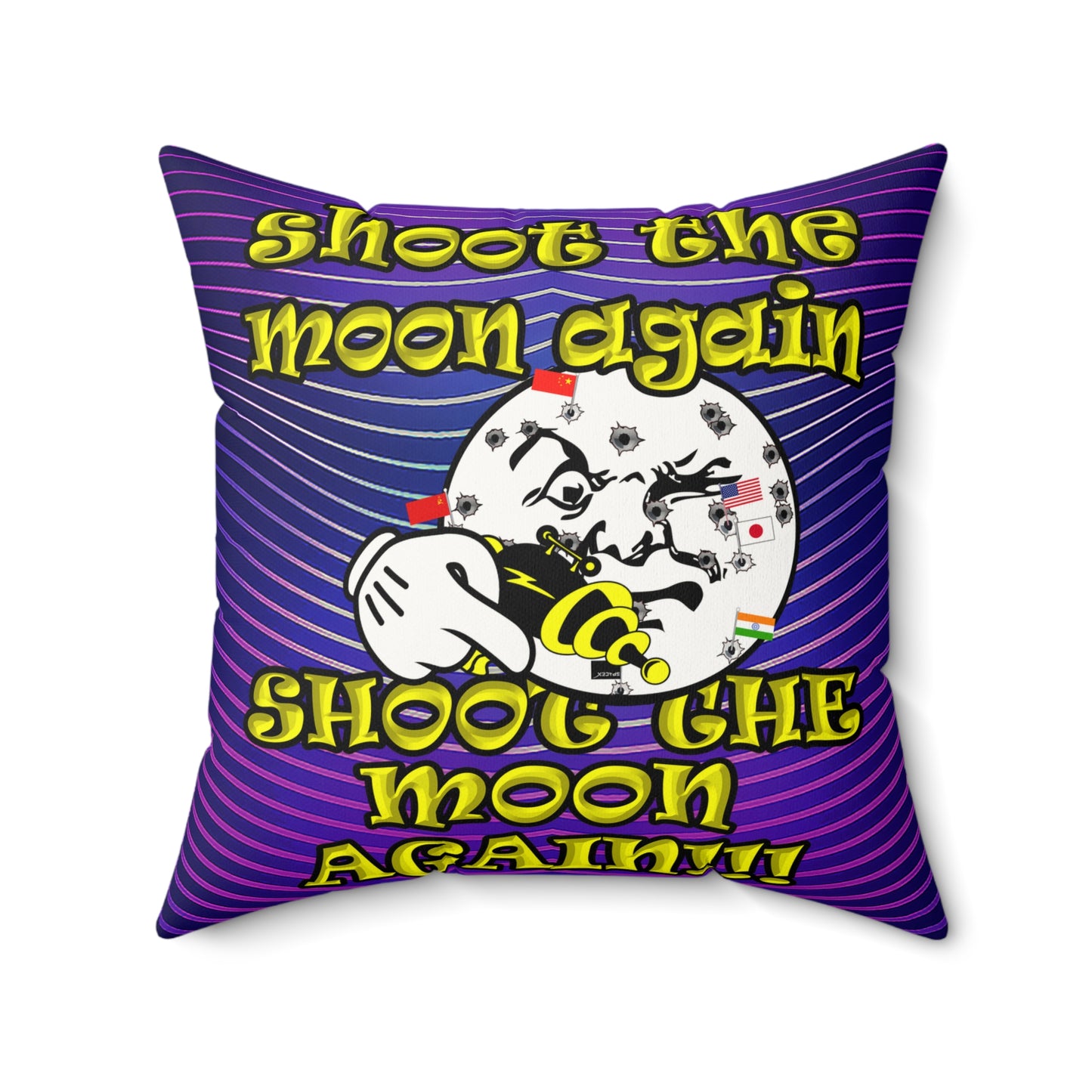 shoot the moon again - Faux Suede Square Pillow - (purple wave)