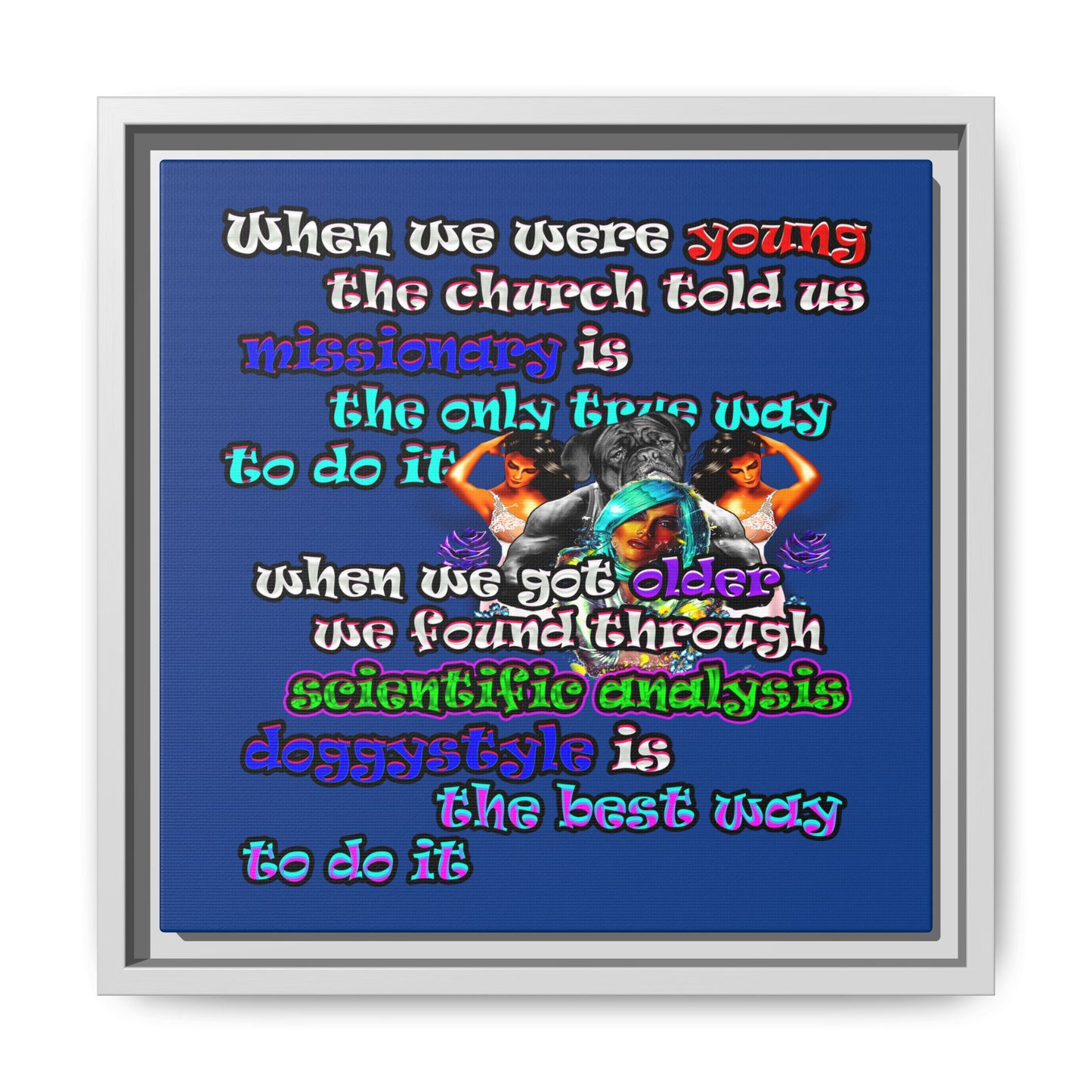 doggystyle - framed canvas art (dark blue)