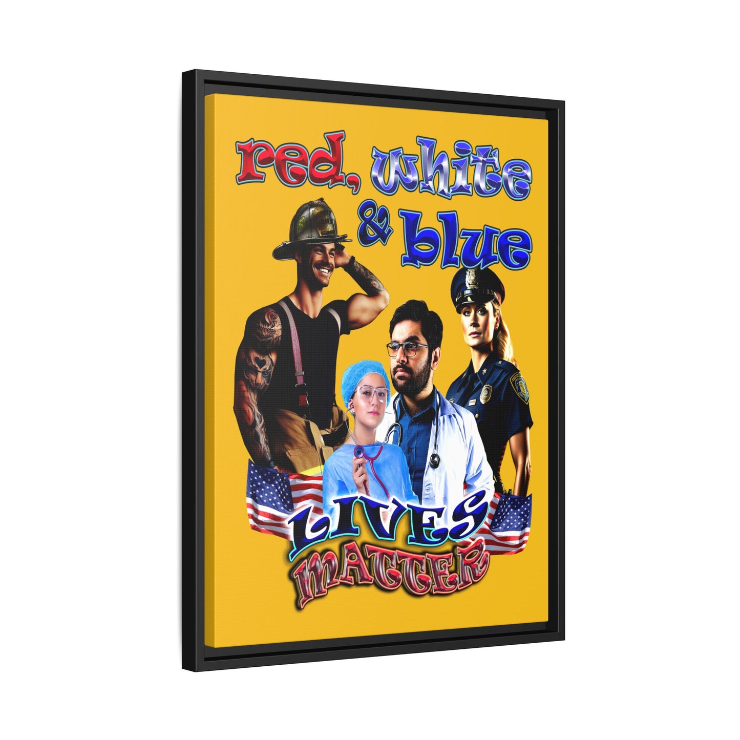 rw&b lives matter - framed canvas art (yellow)