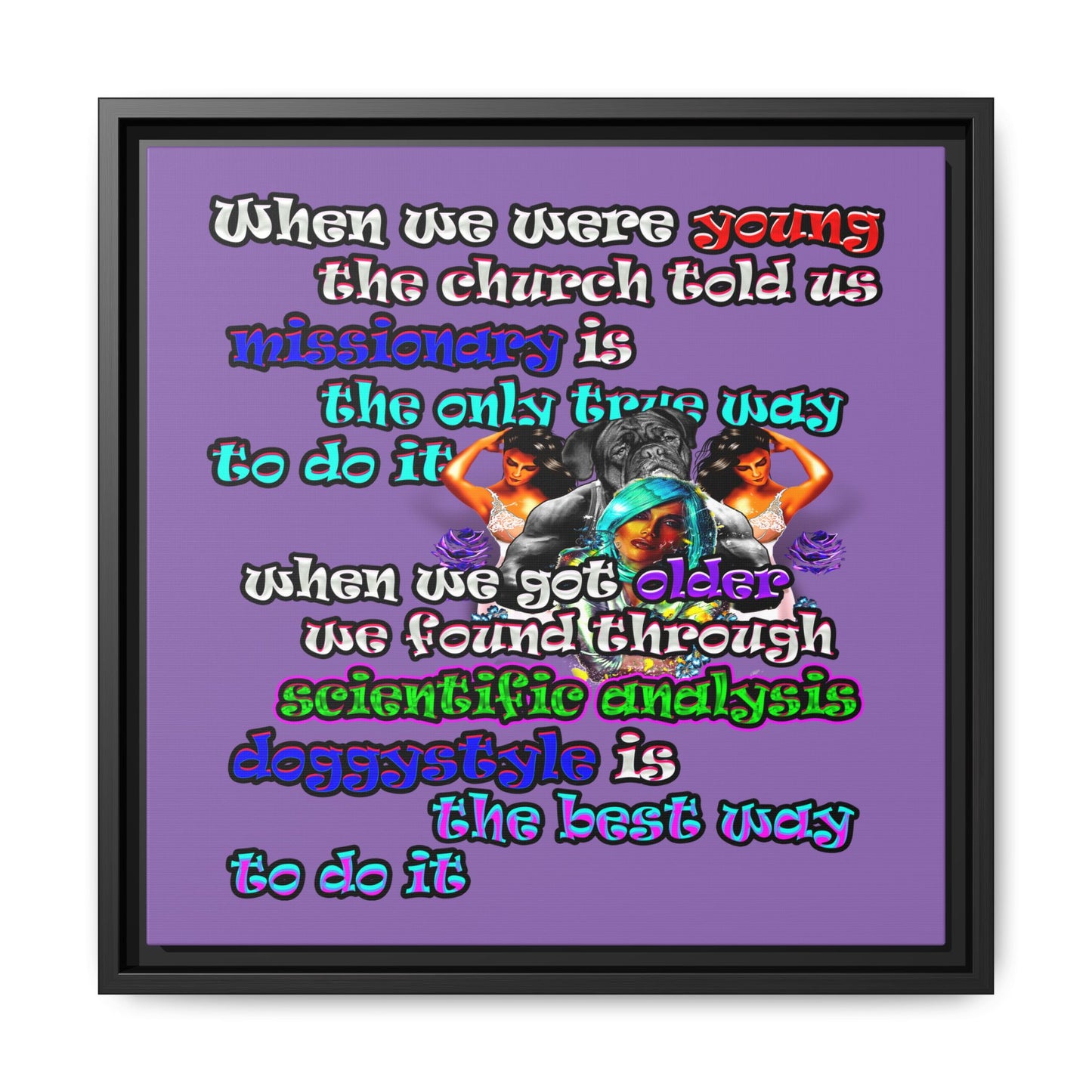 doggystyle - framed canvas art (light purple)