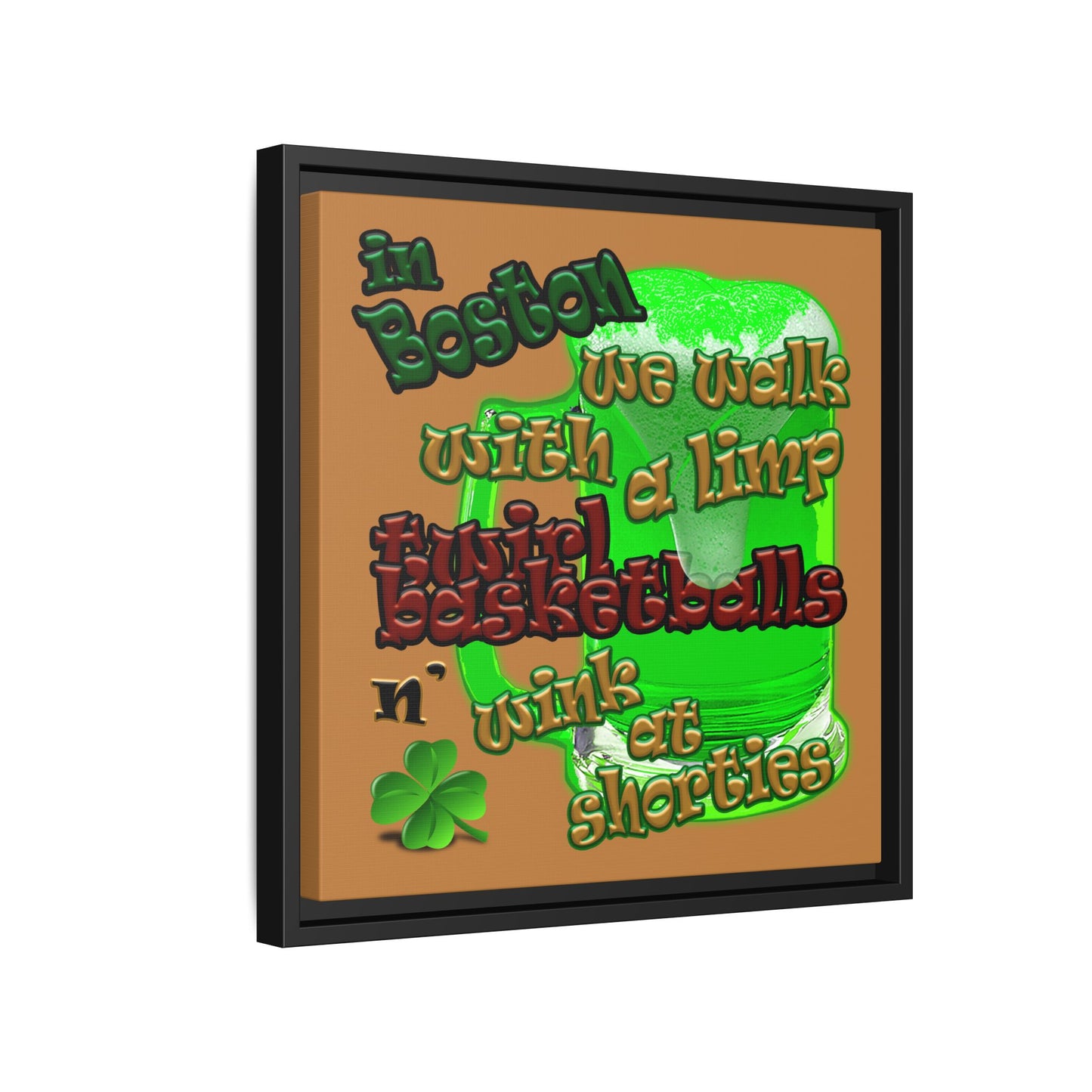 celtics logo - framed canvas art (light brown)