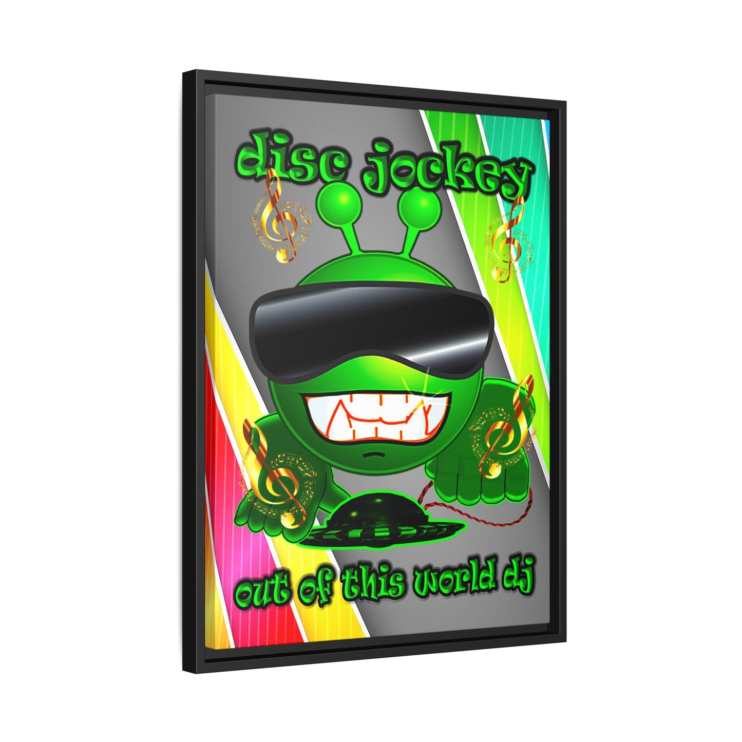 disc jockey - framed canvas art (rainbow split)