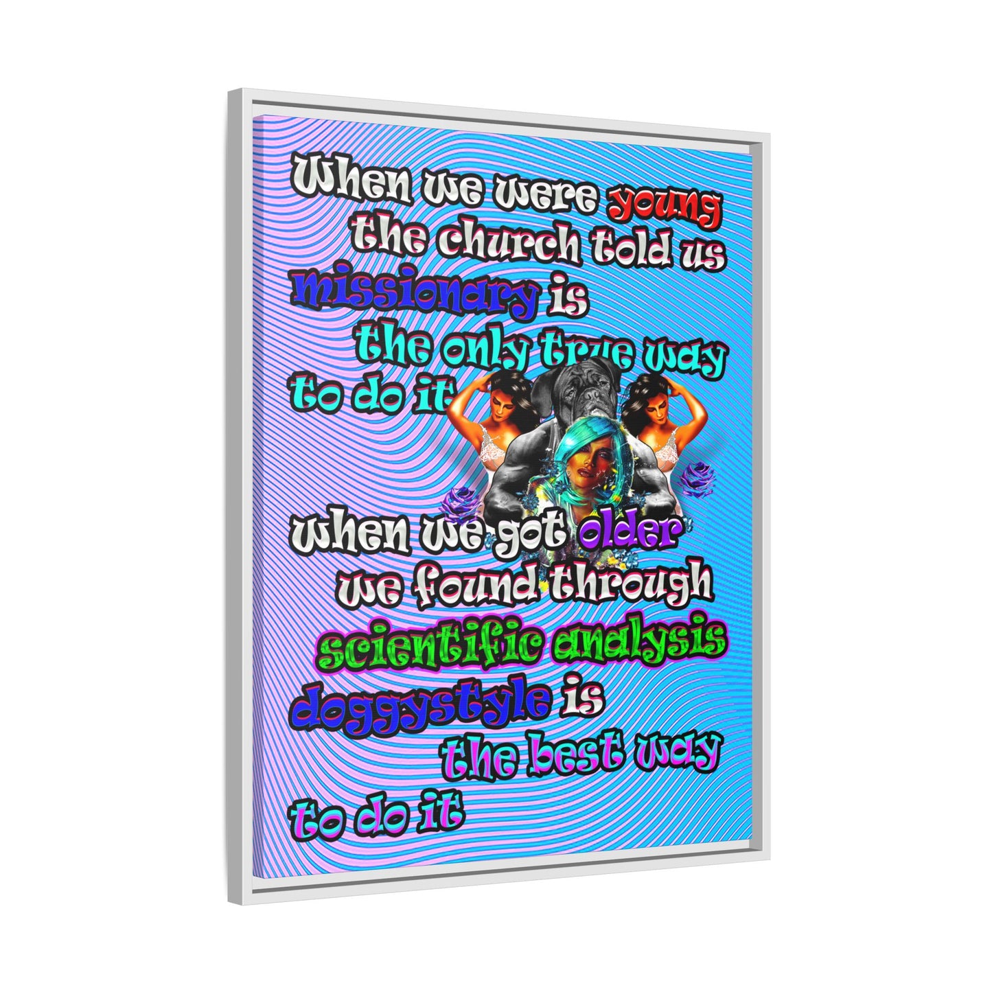 doggystyle - framed canvas art (light blue-purple wave)