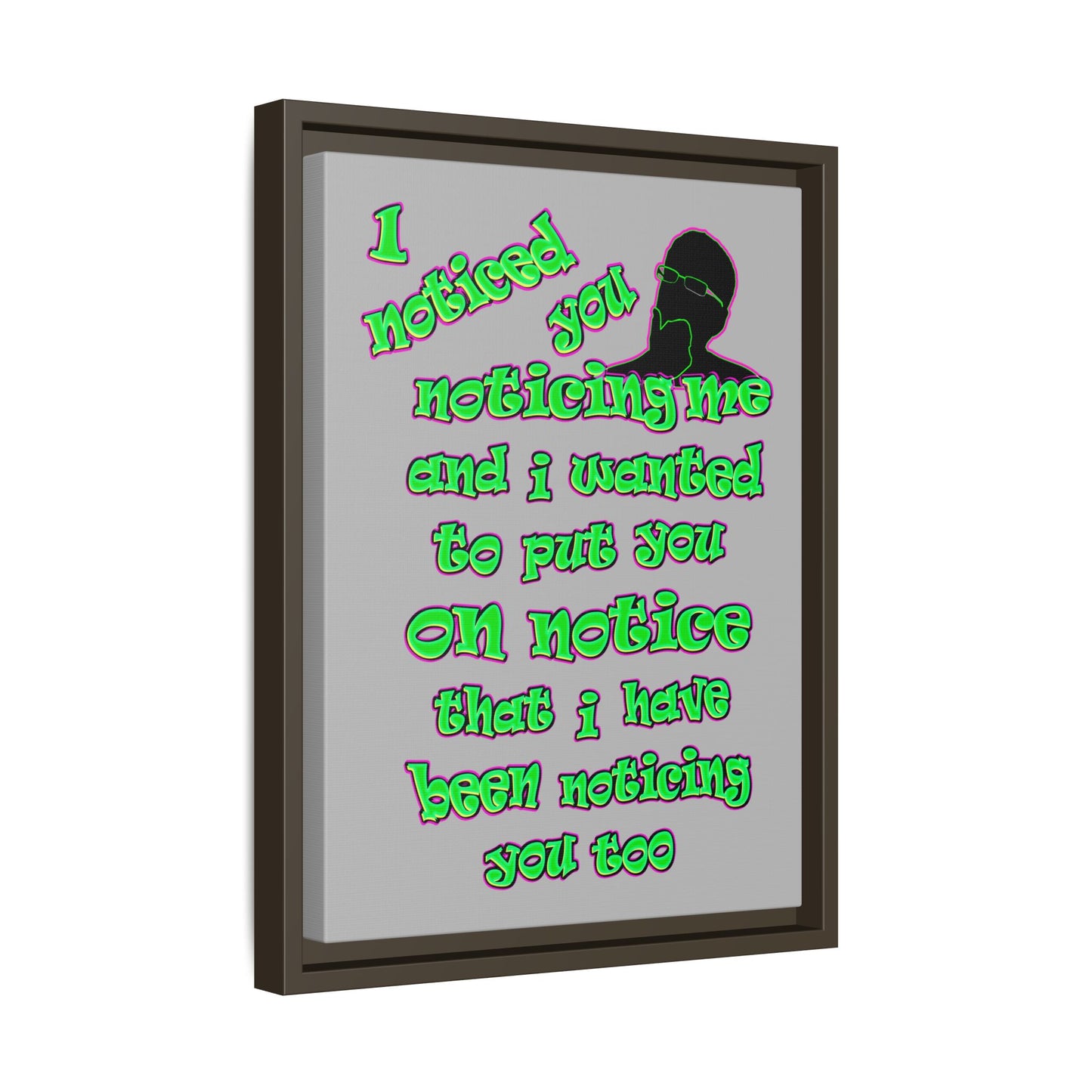 noticed you noticing - framed canvas art (light grey)