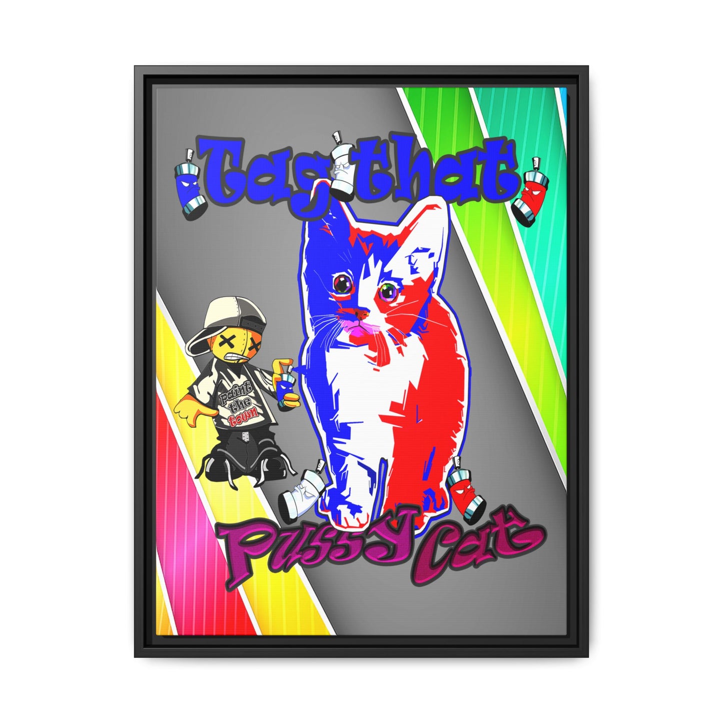 tag that - framed canvas art (rainbow split)