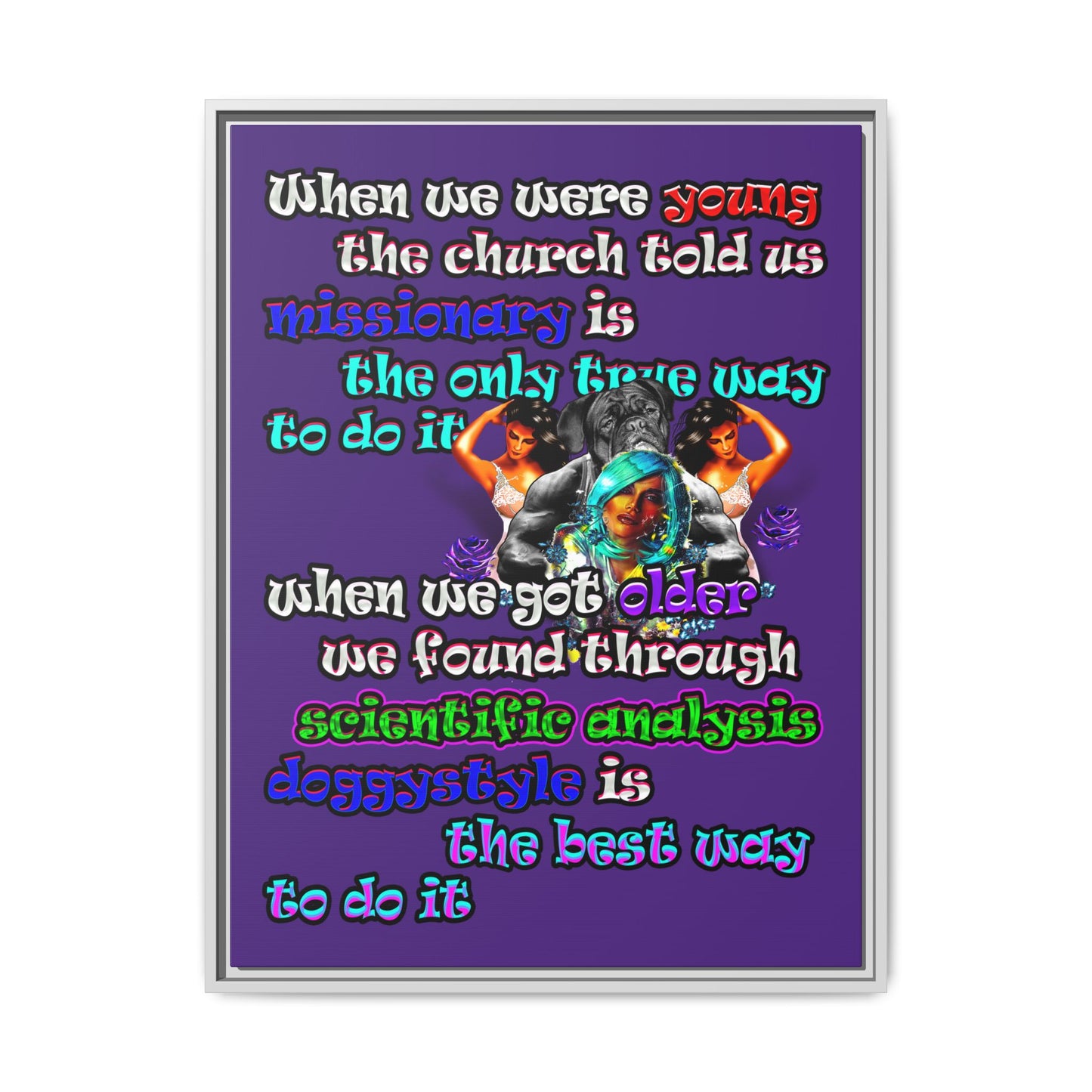 doggystyle - framed canvas art (purple)