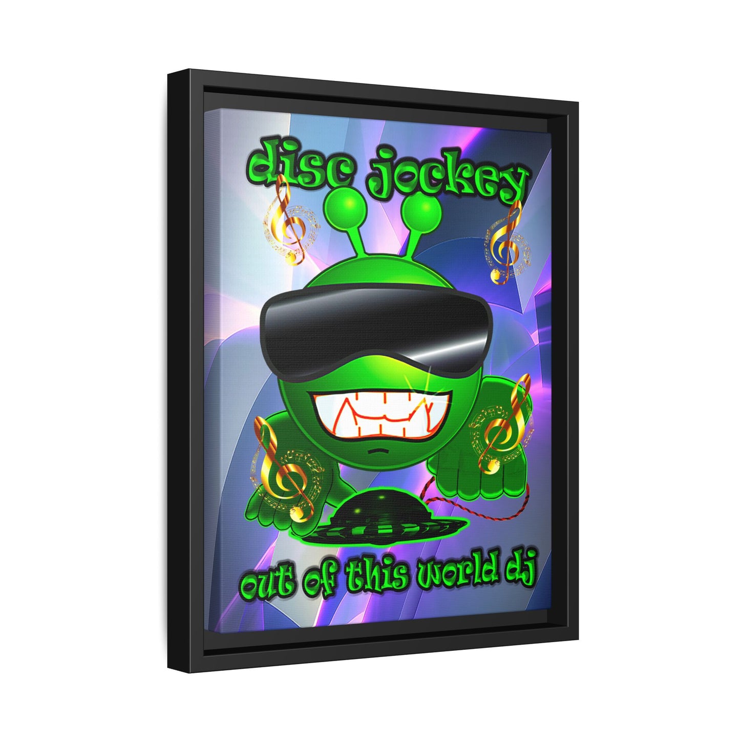 disc jockey - framed canvas art (grey-pink wave)
