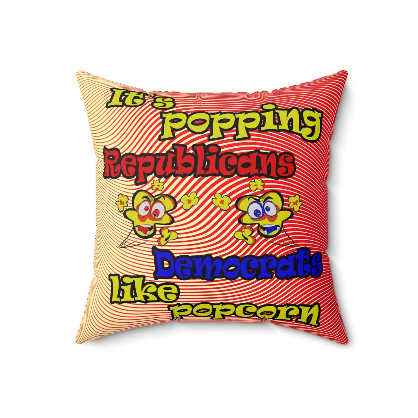 popping like popcorn - Faux Suede Square Pillow - (yellow-orange wave)