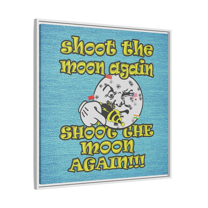 shoot the moon again - framed canvas art (faded blue)