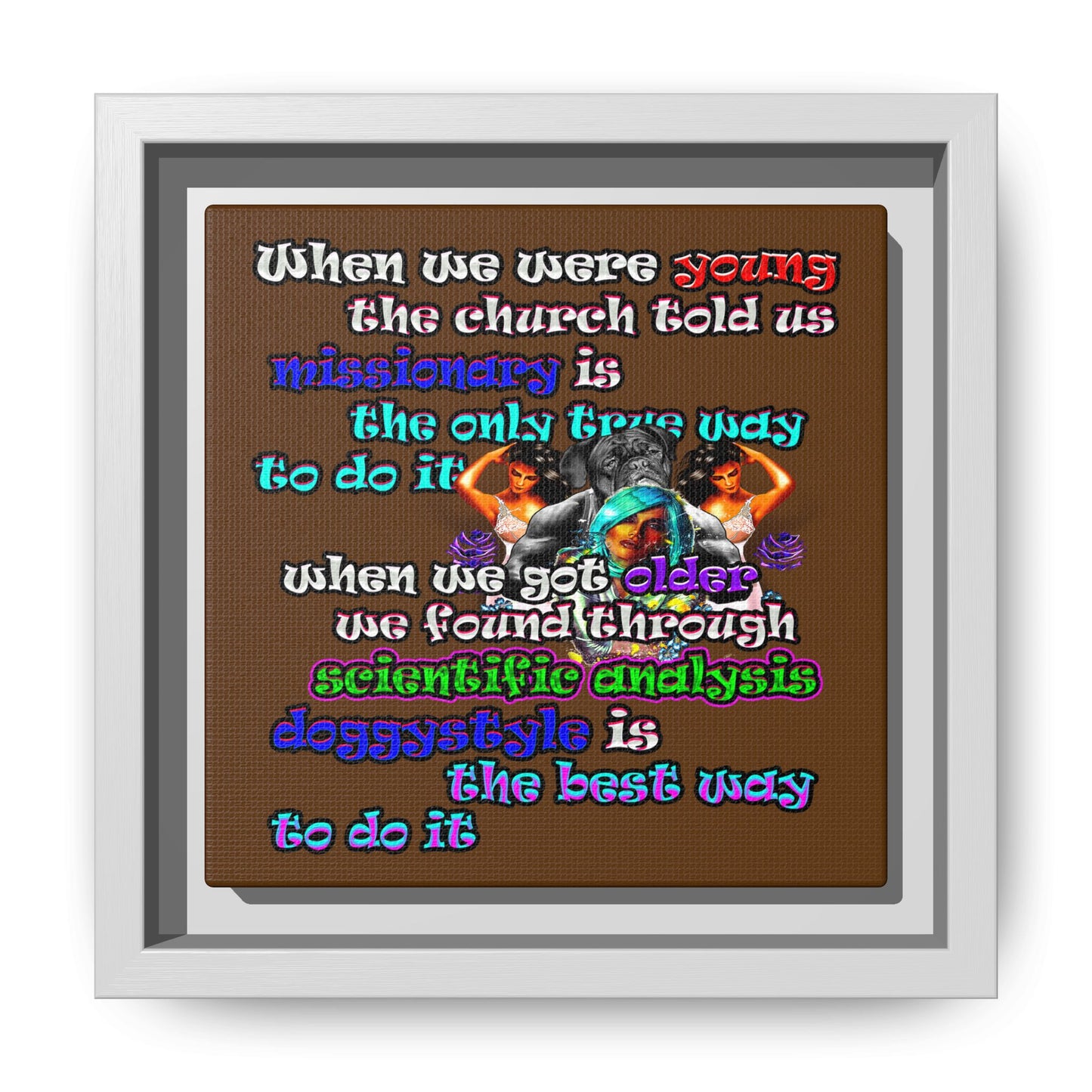 doggystyle - framed canvas art (brown)