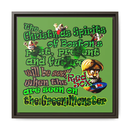 christmas spirits of boston - framed canvas art (green)