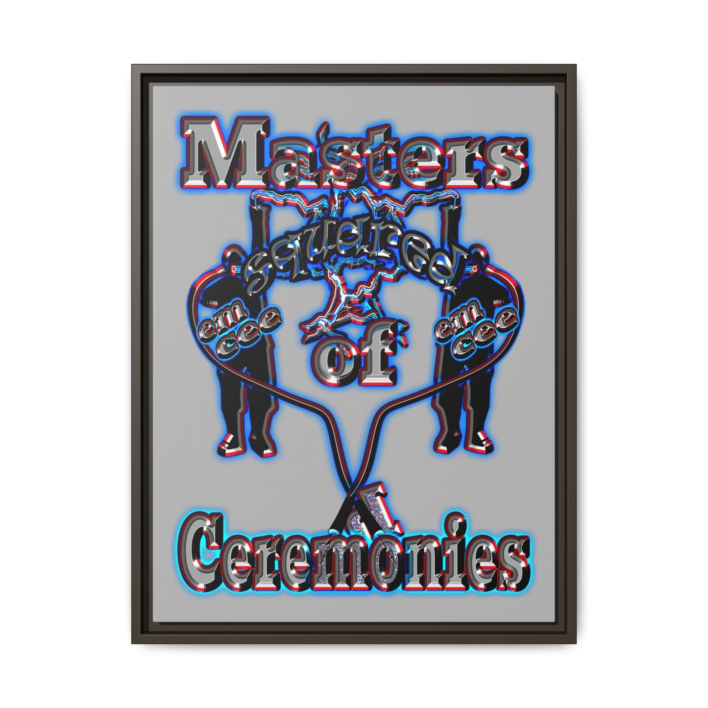 em cee squared - framed canvas art (light grey)