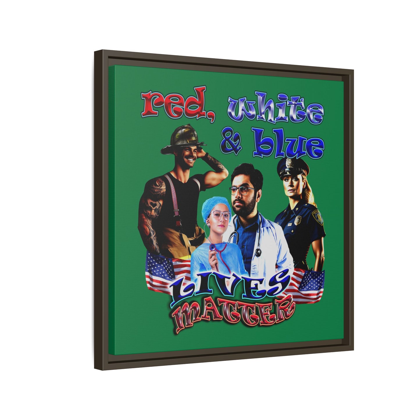 rw&b lives matter - framed canvas art (dark green)