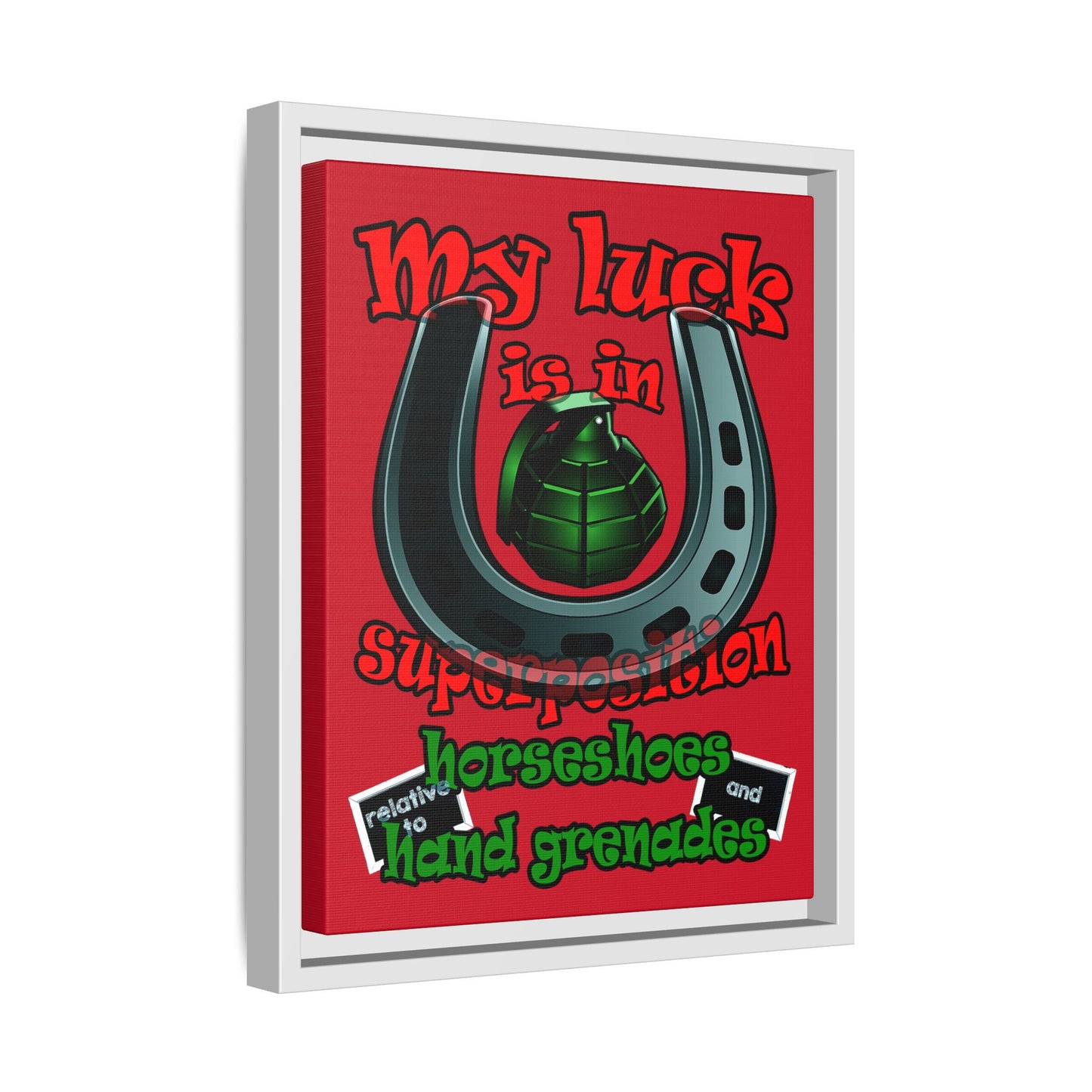 my luck - framed canvas art (dark red)