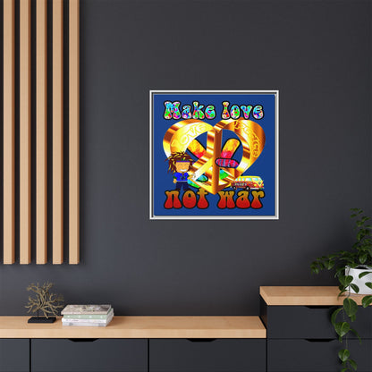 love peace - framed canvas art (dark blue)
