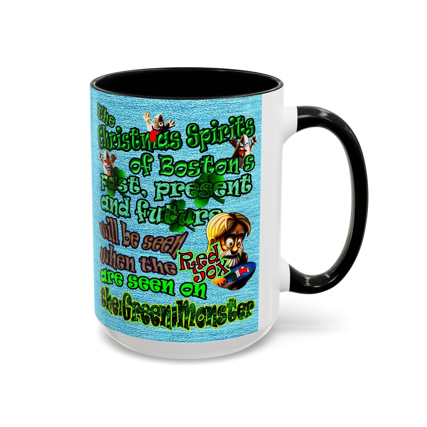 christmas spirits of boston - Accent Mug (faded blue)