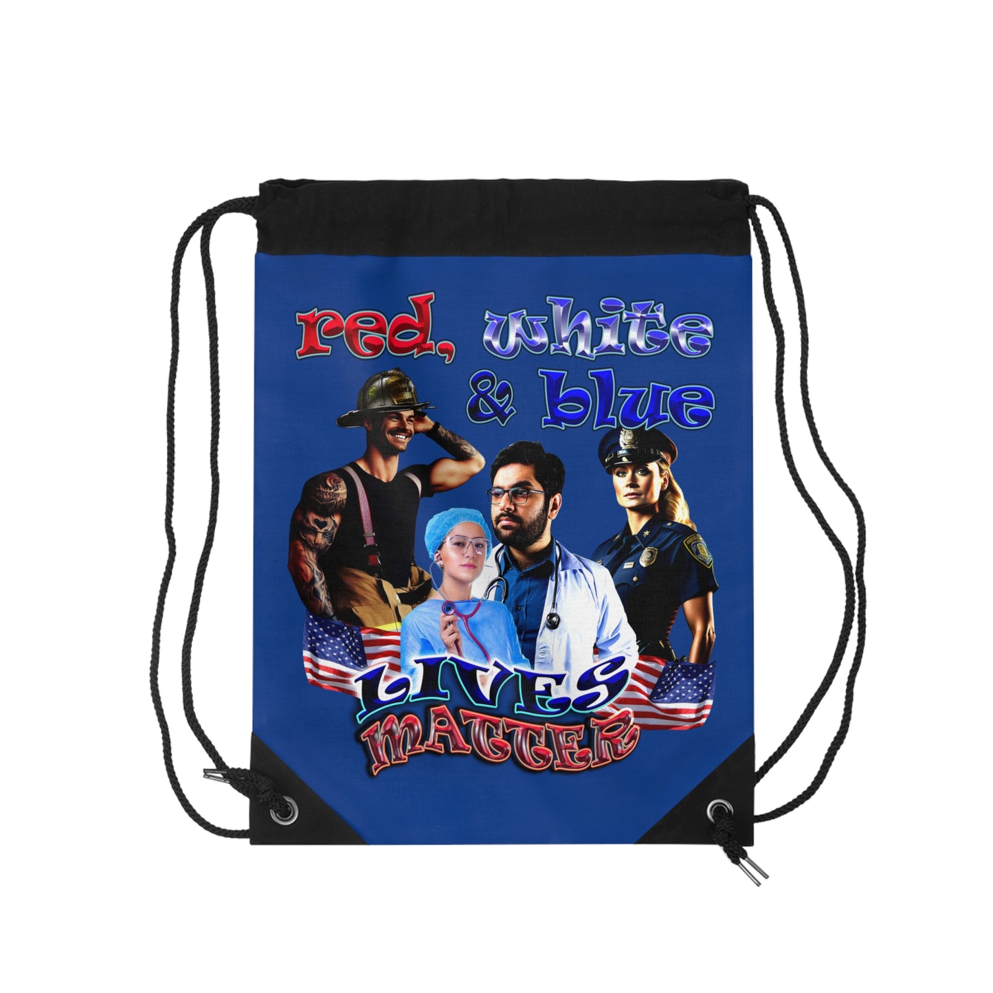 rw&b lives matter - Drawstring Bag (dark blue)