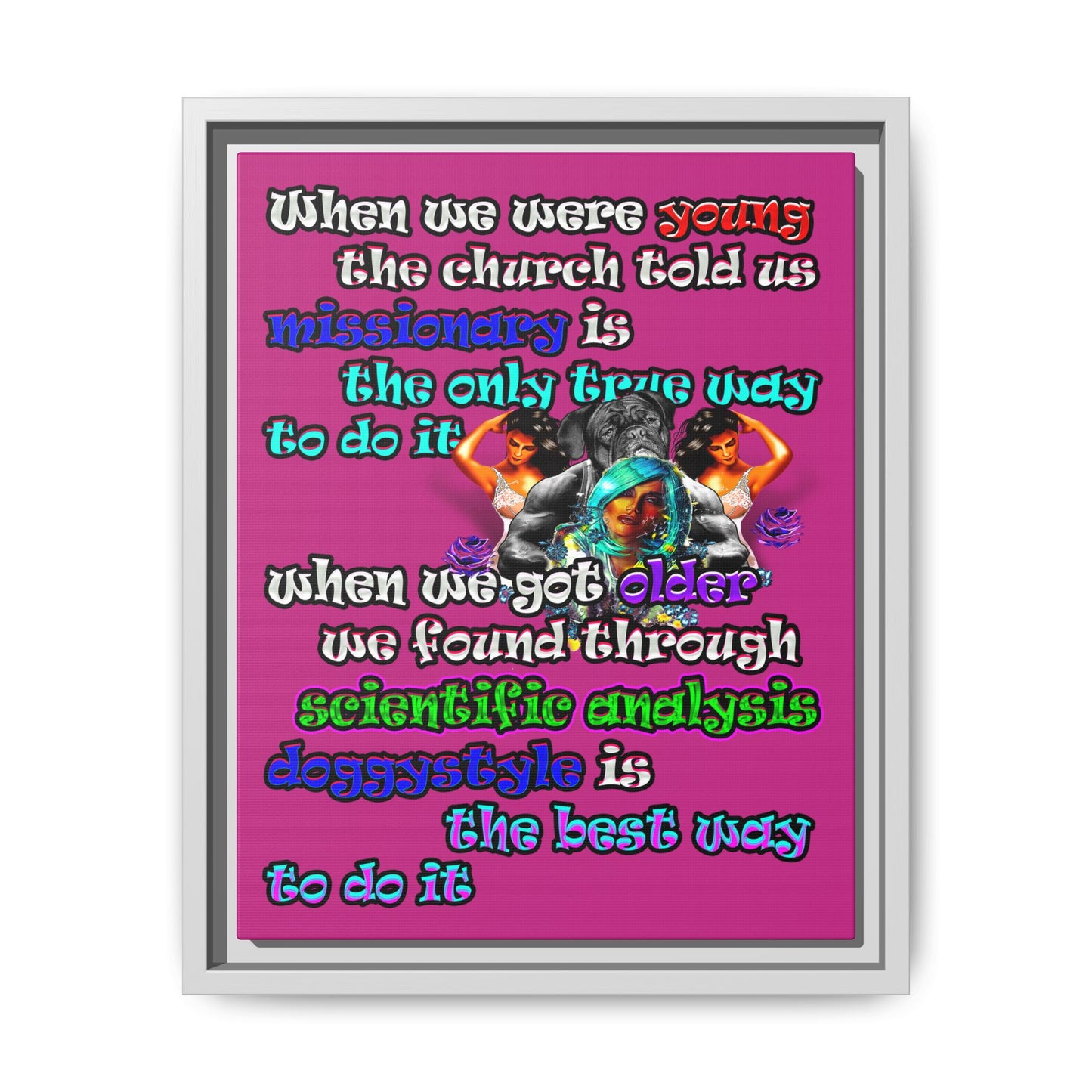 doggystyle - framed canvas art (pink)
