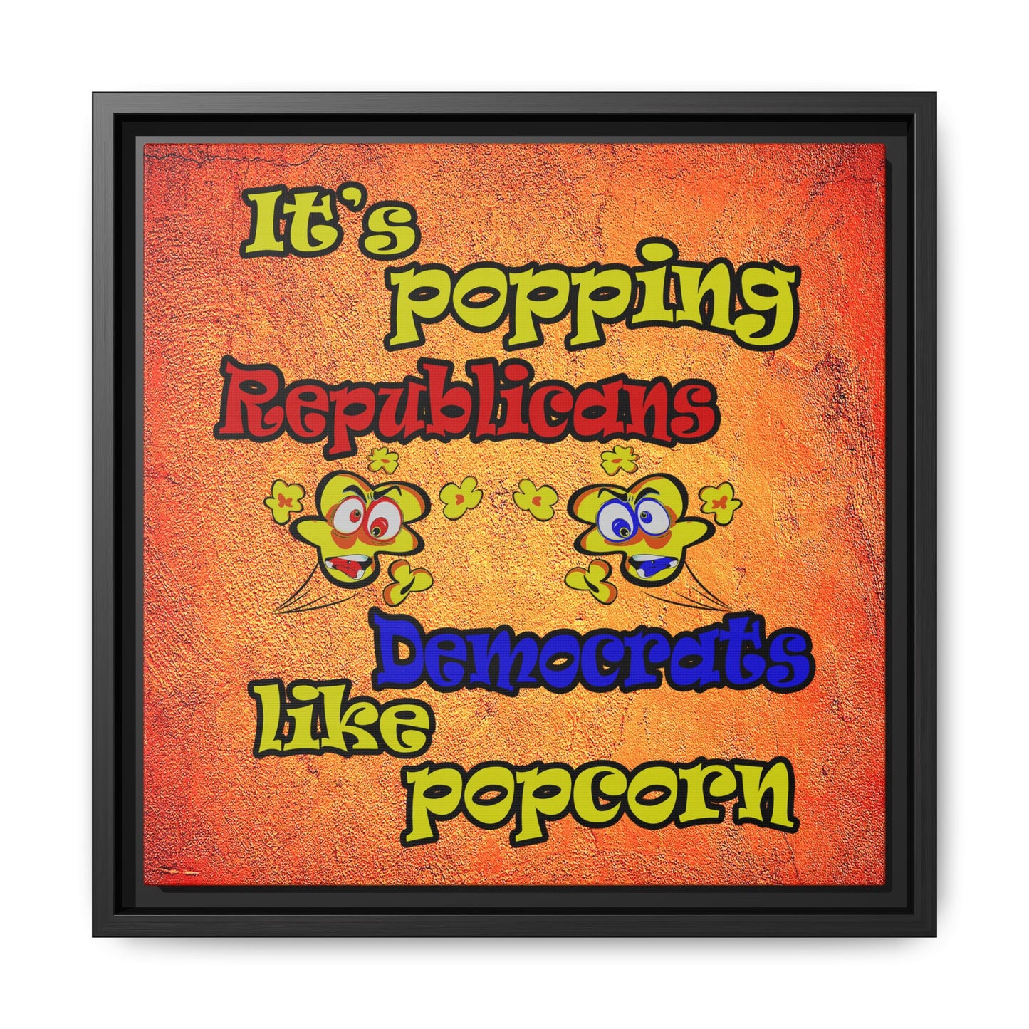 popping like popcorn - framed canvas art (burnt orange)