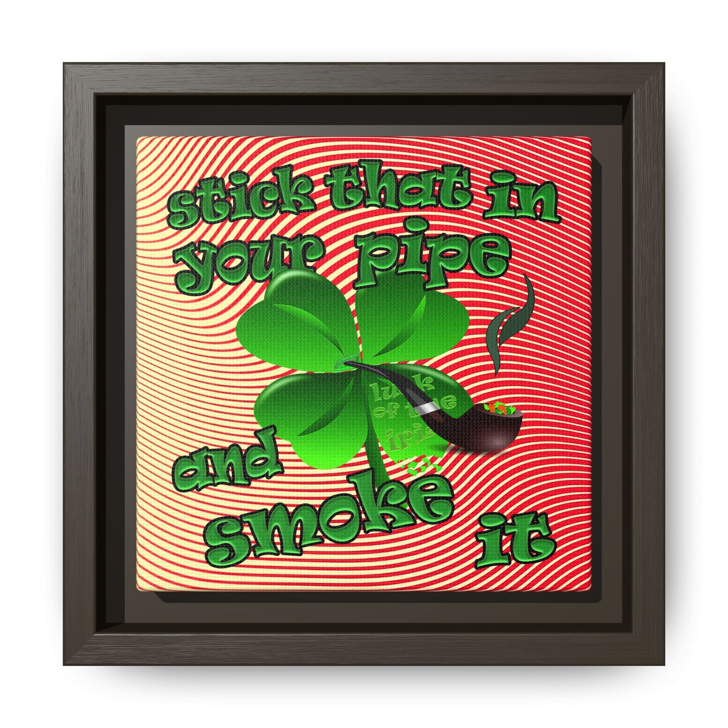 stick that in your pipe and smoke it - framed canvas art (yellow-orange wave)
