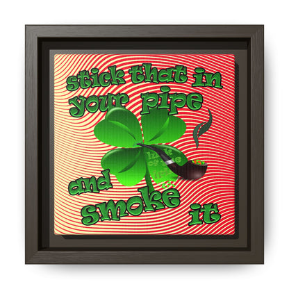 stick that in your pipe and smoke it - framed canvas art (yellow-orange wave)