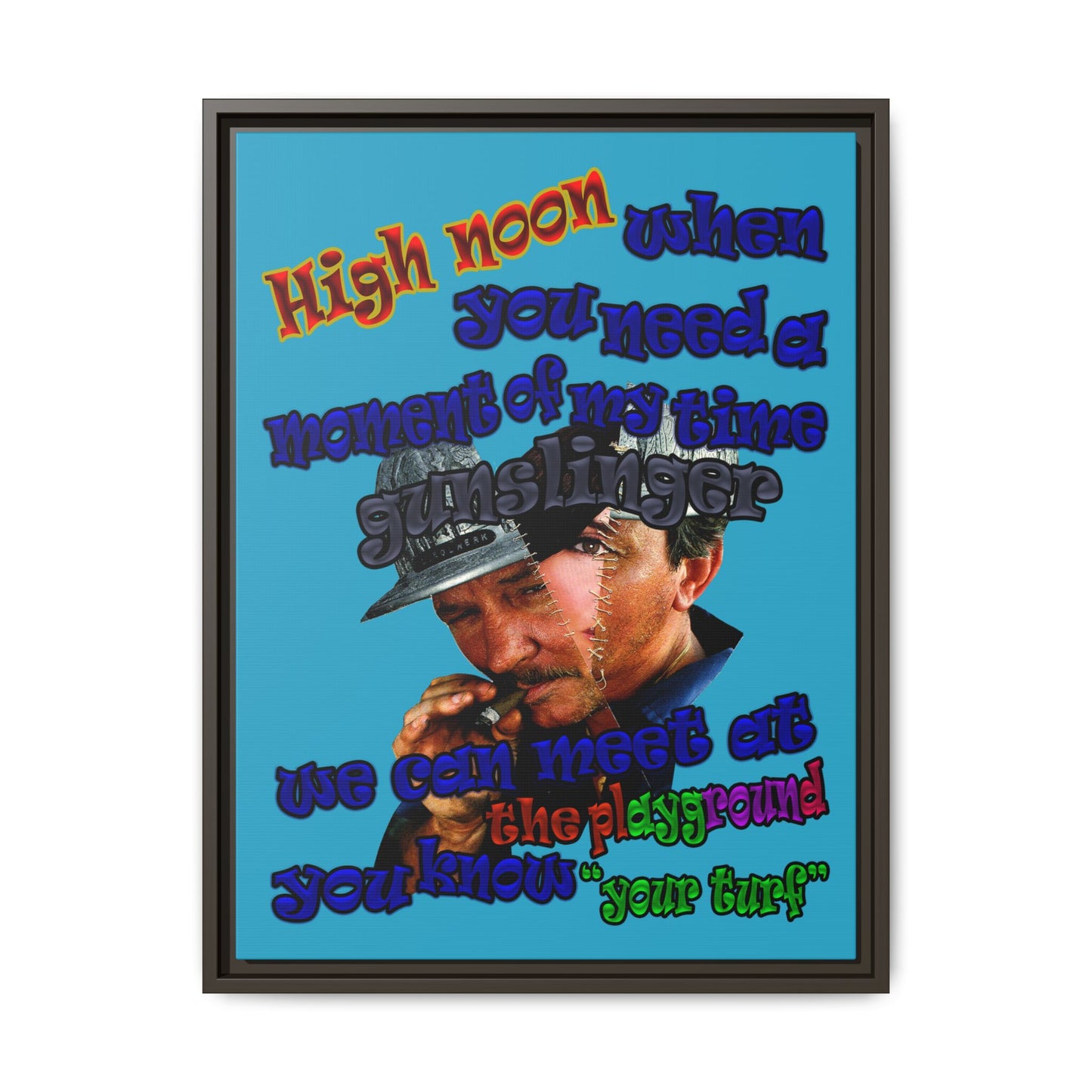 high noon - framed canvas art (turquoise)