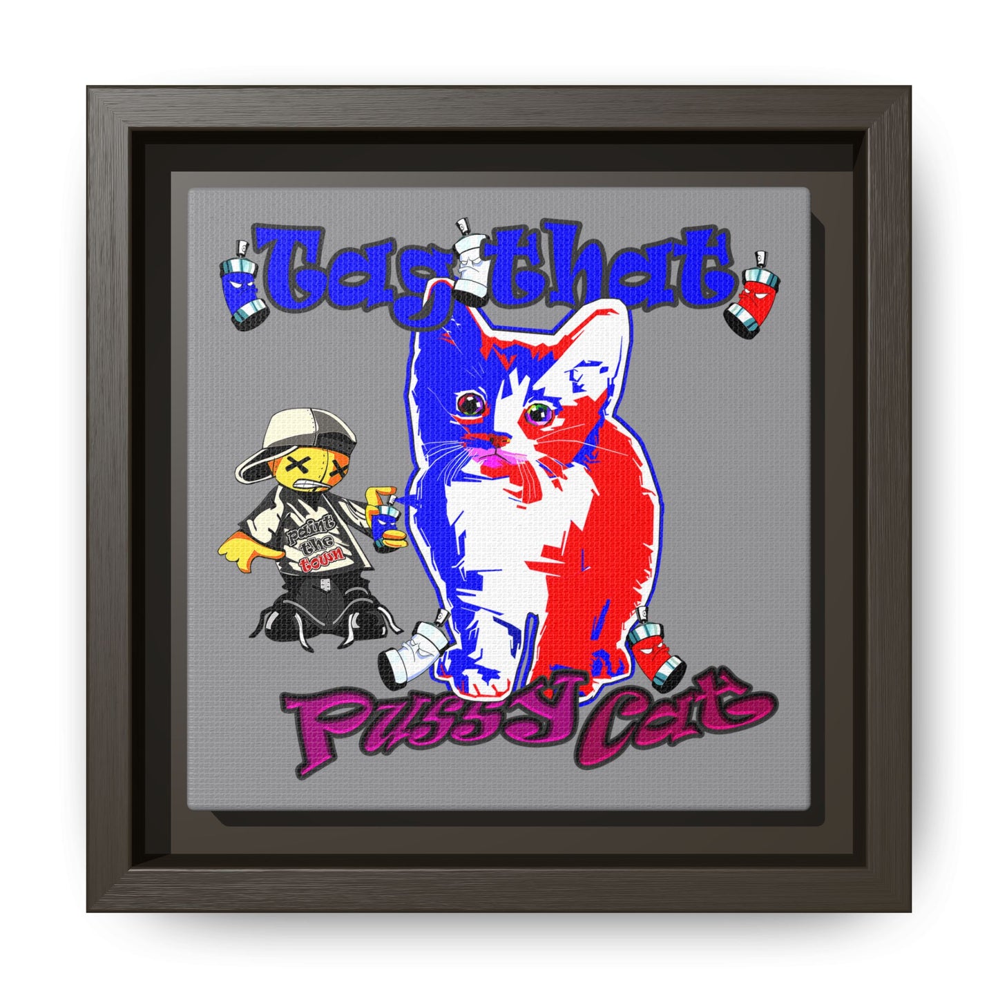 tag that - framed canvas art (grey)