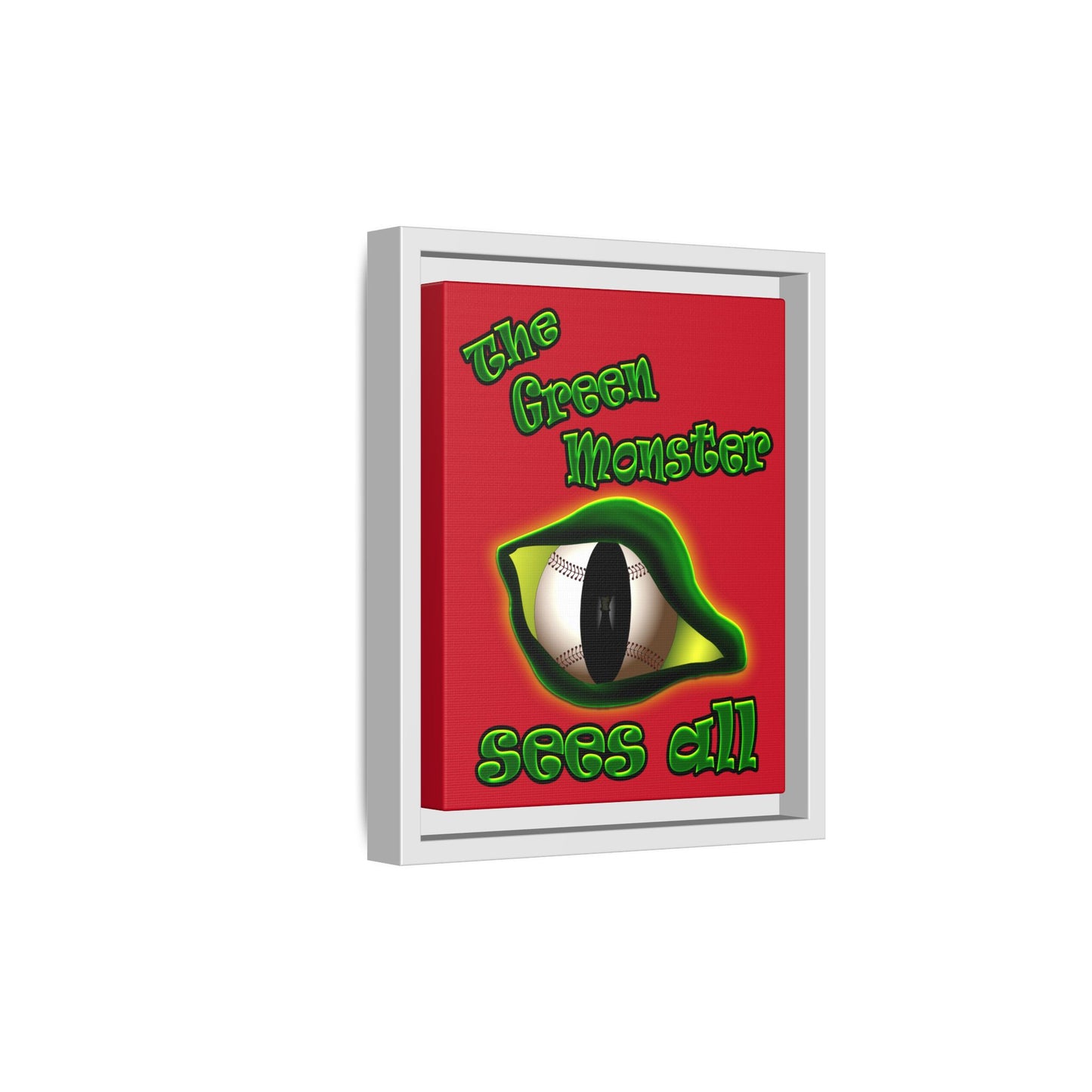 green monster - framed canvas art (dark red)