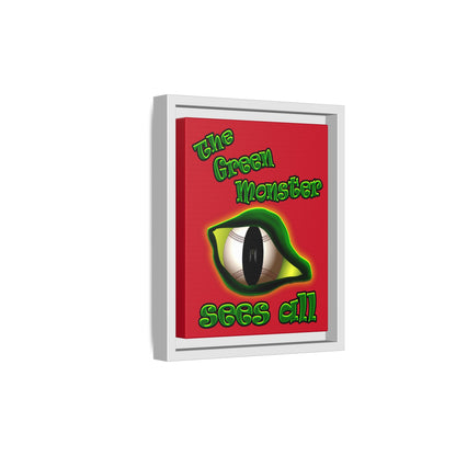 green monster - framed canvas art (dark red)