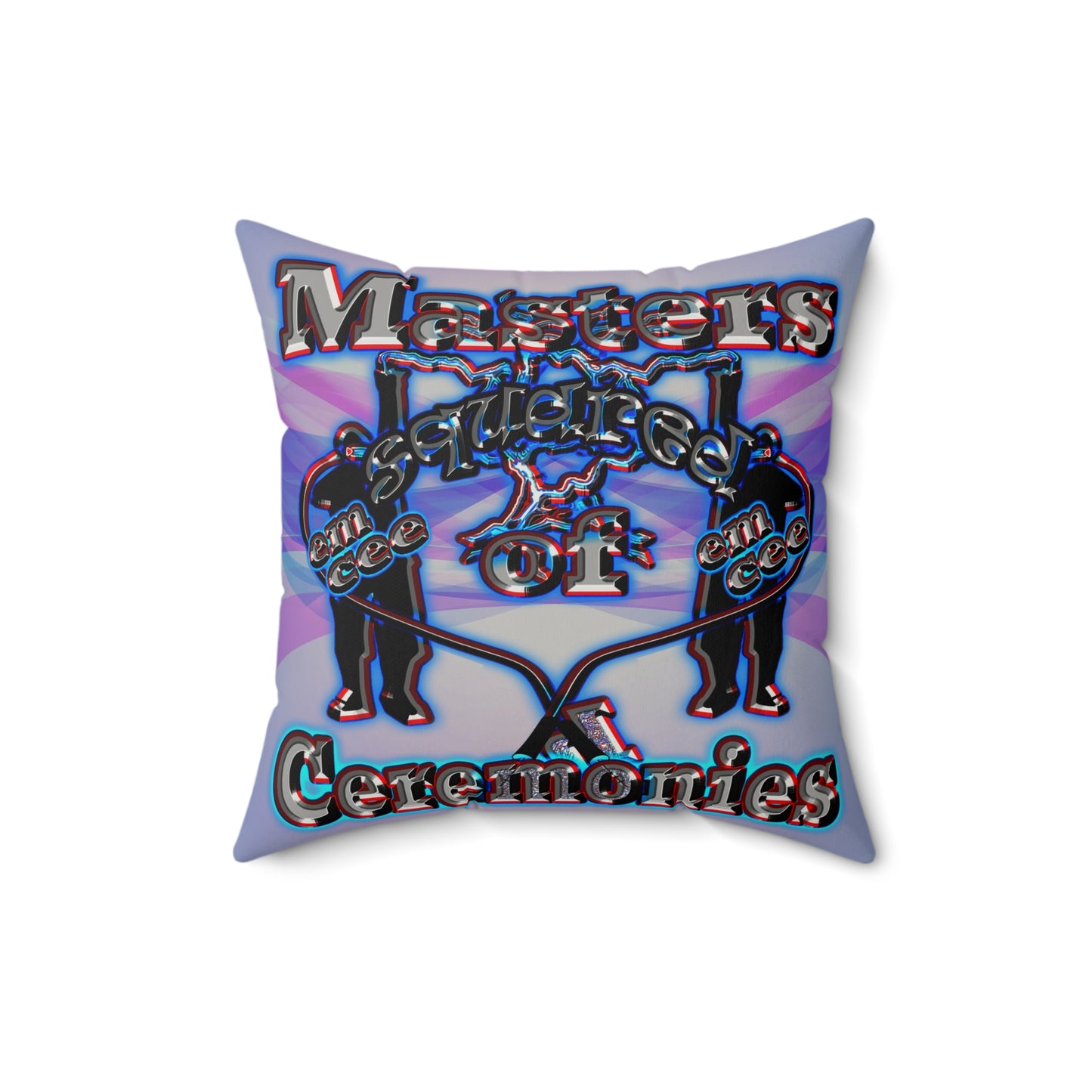 em cee squared - Faux Suede Square Pillow - (light blue-pink wave)