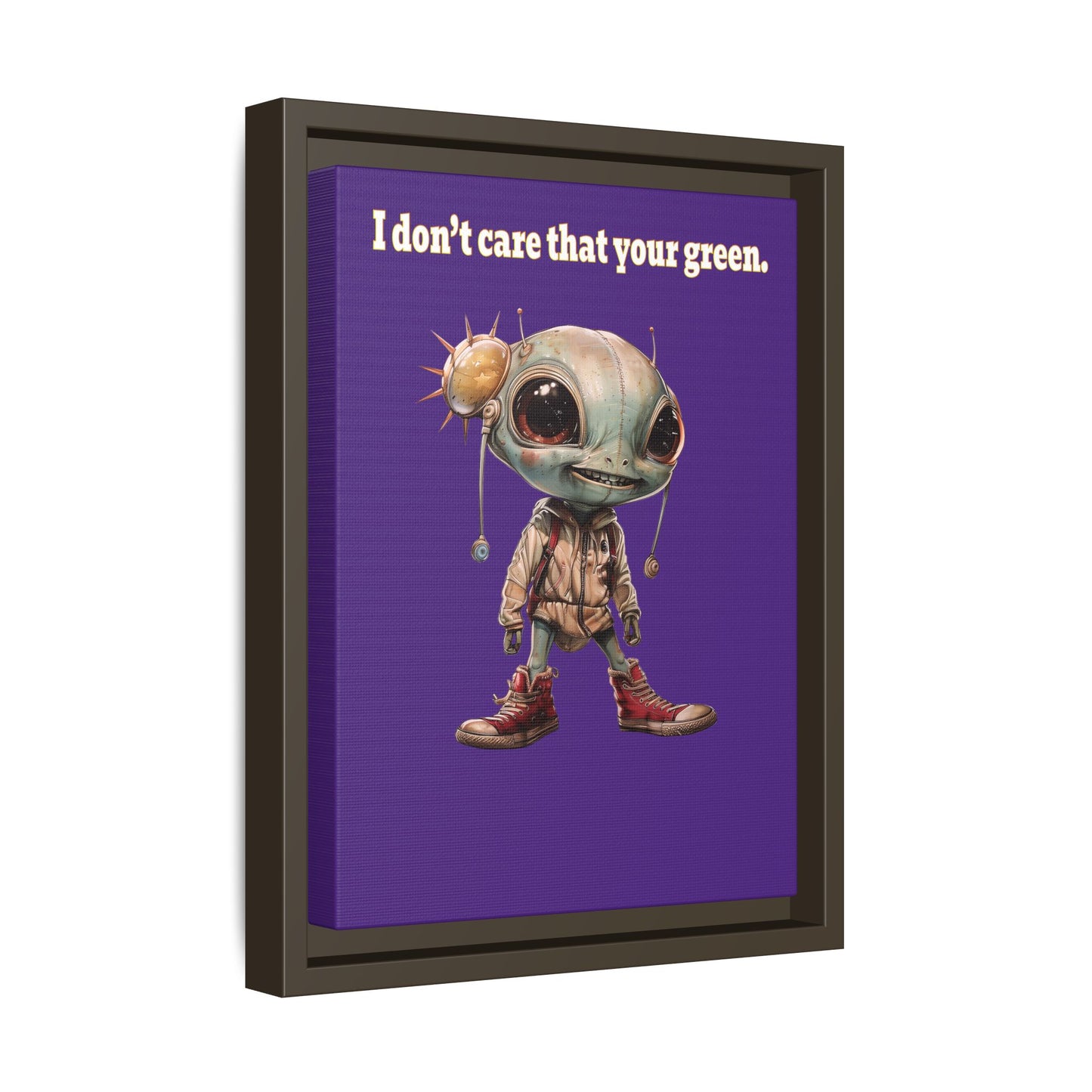 I don't care that your green - framed canvas art (purple)