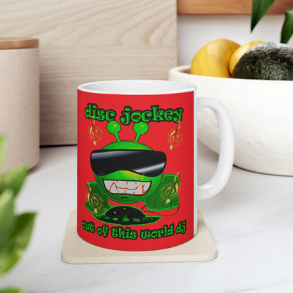 disc jockey - White Mug (red)