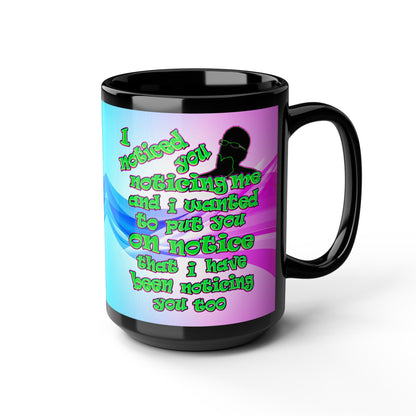 noticed you noticing - Black Mug (light blue-pink wave)