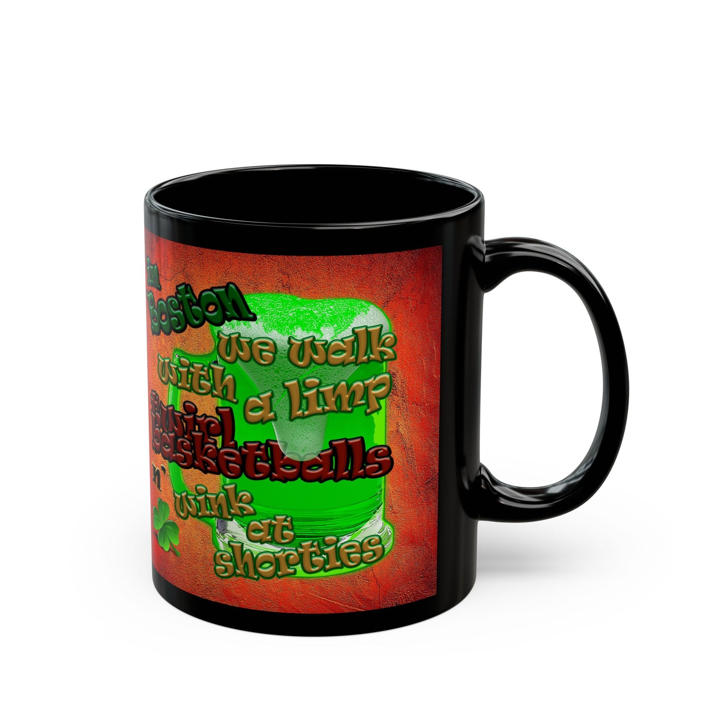 celtics logo - Black Mug (burnt orange)