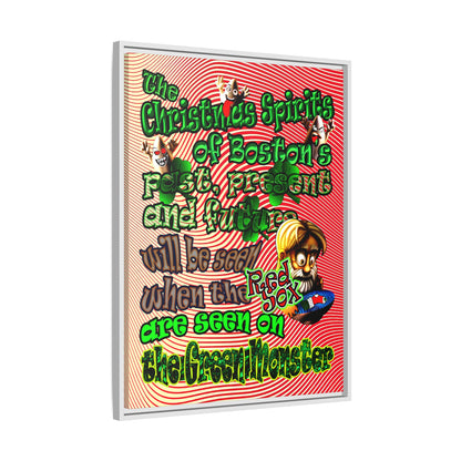 christmas spirits of boston - framed canvas art (yellow-orange wave)