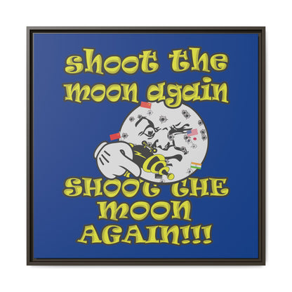 shoot the moon again - framed canvas art (dark blue)