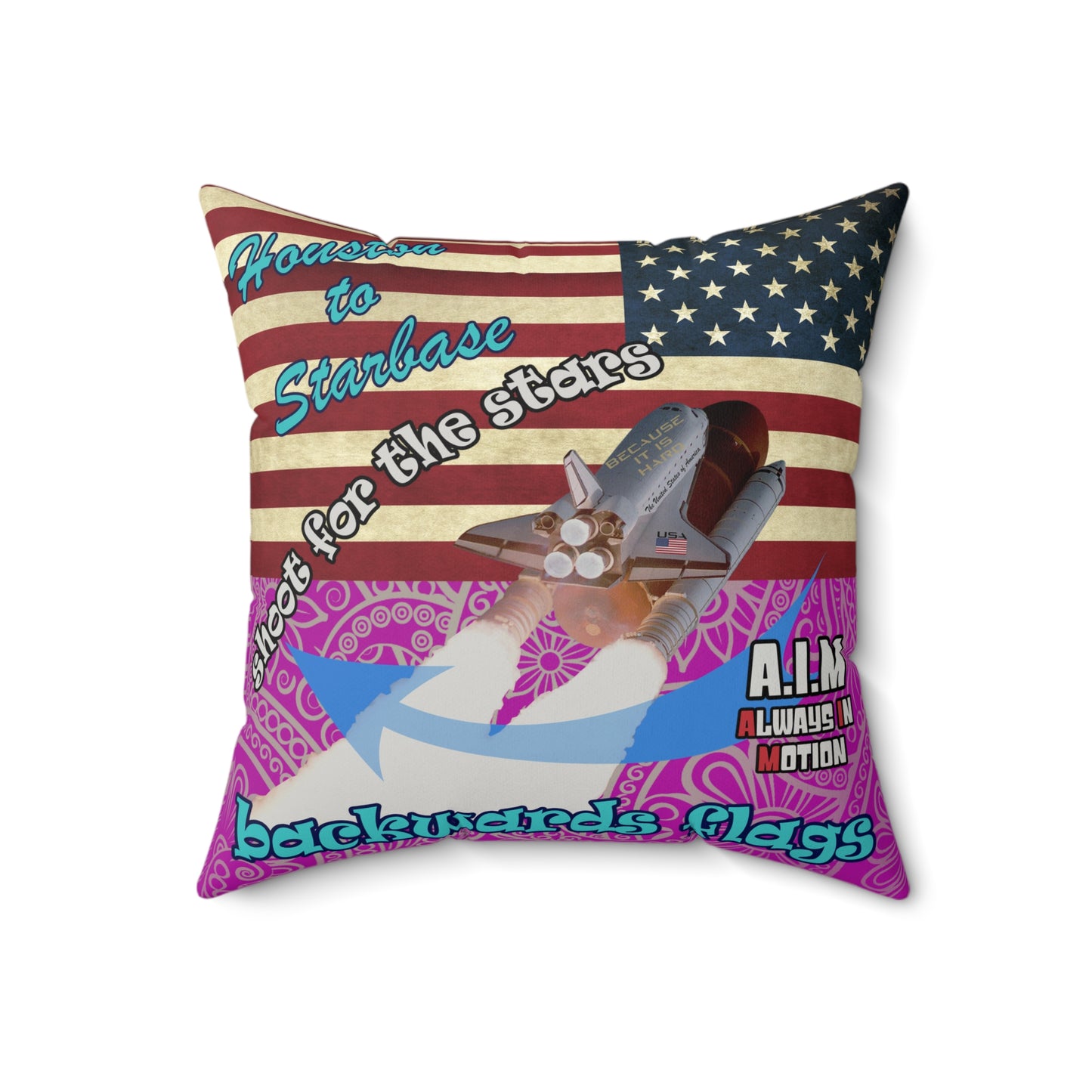 shoot for the stars - Faux Suede Square Pillow - (pink swirl)