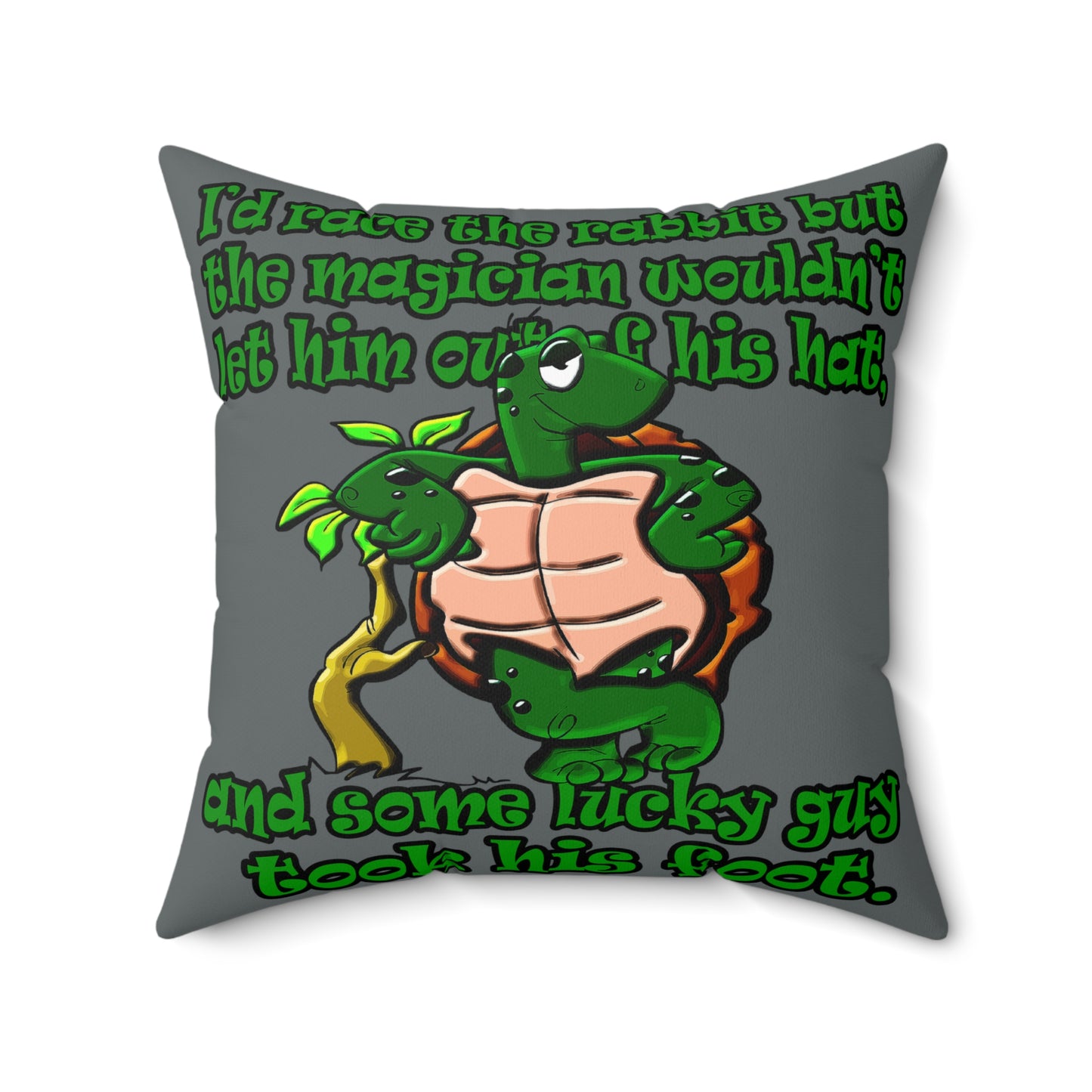 turtle race - Spun Polyester Square Pillow - (dark grey)