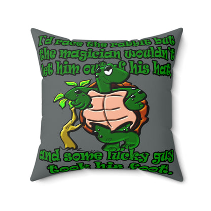turtle race - Spun Polyester Square Pillow - (dark grey)