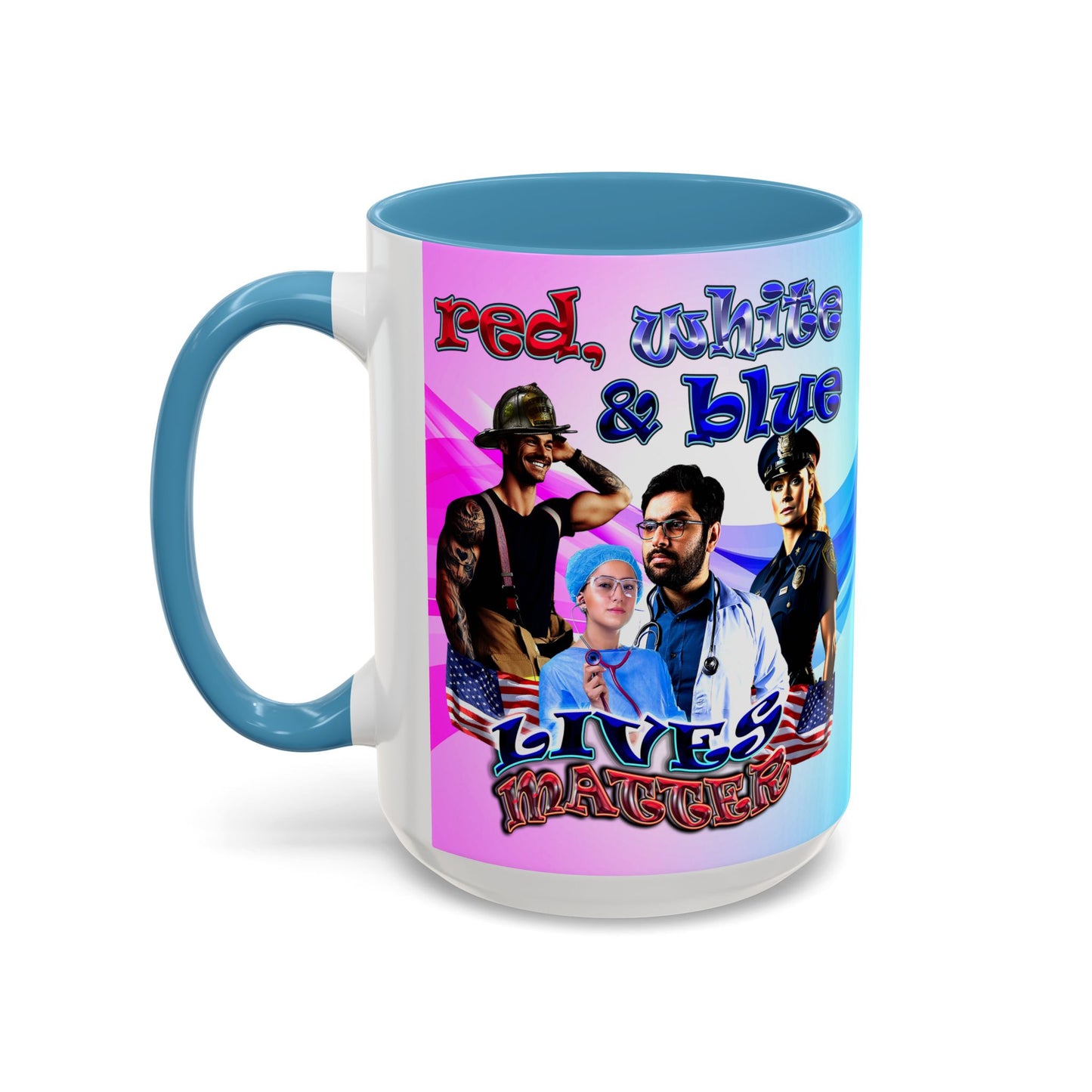 rw&b lives matter - Accent Mug (light blue-pink wave)