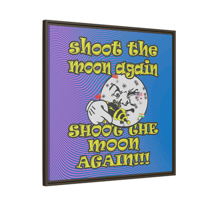 shoot the moon again - framed canvas art (light blue-purple wave)