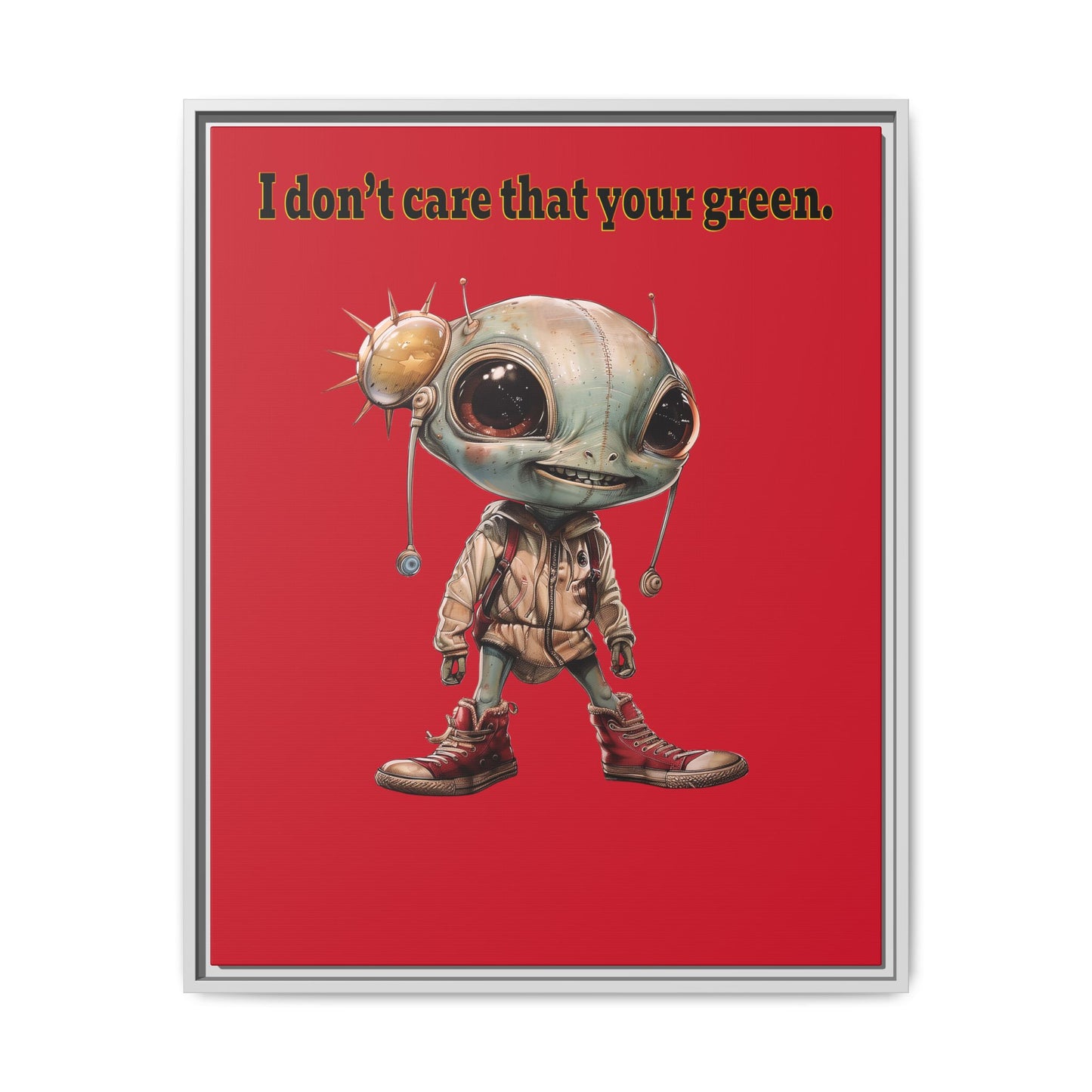 I don't care that your green - framed canvas art (dark red)