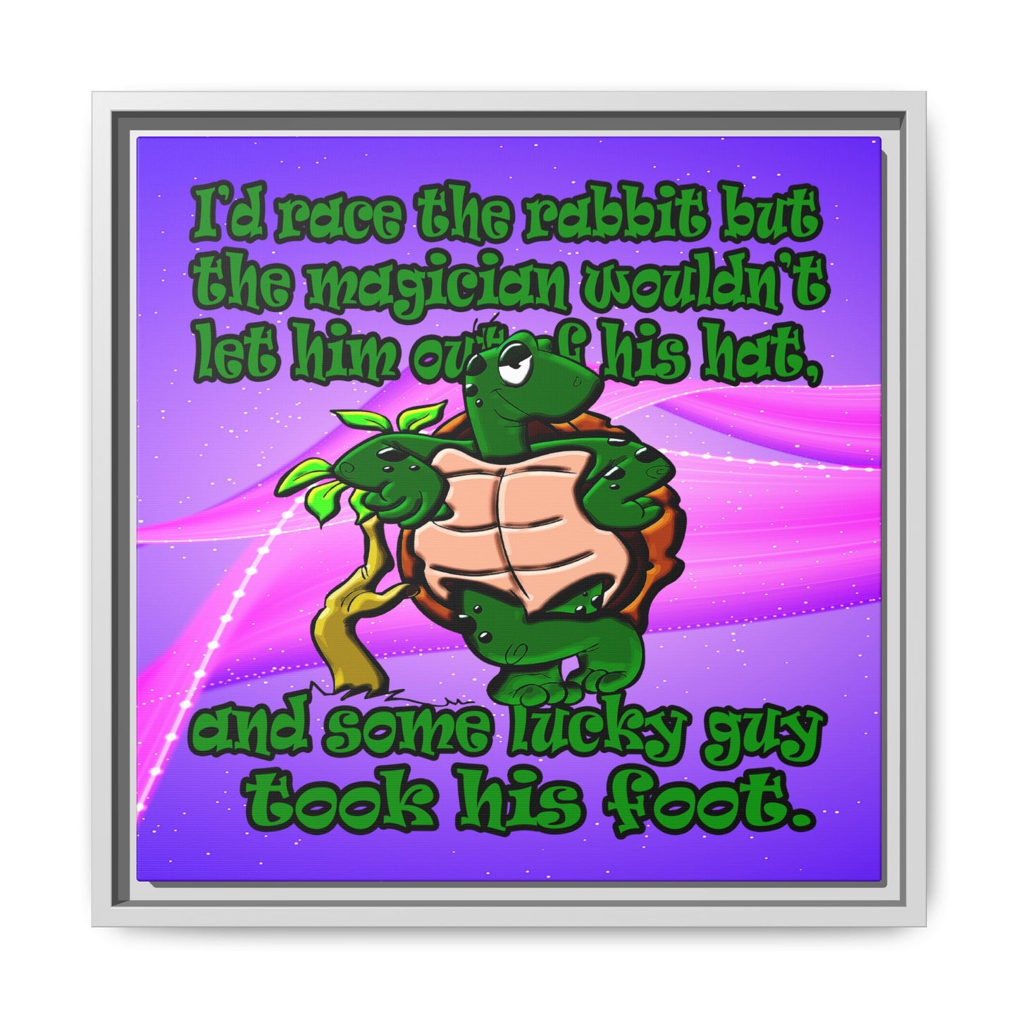 turtle race - framed canvas art (purple-pink wave)