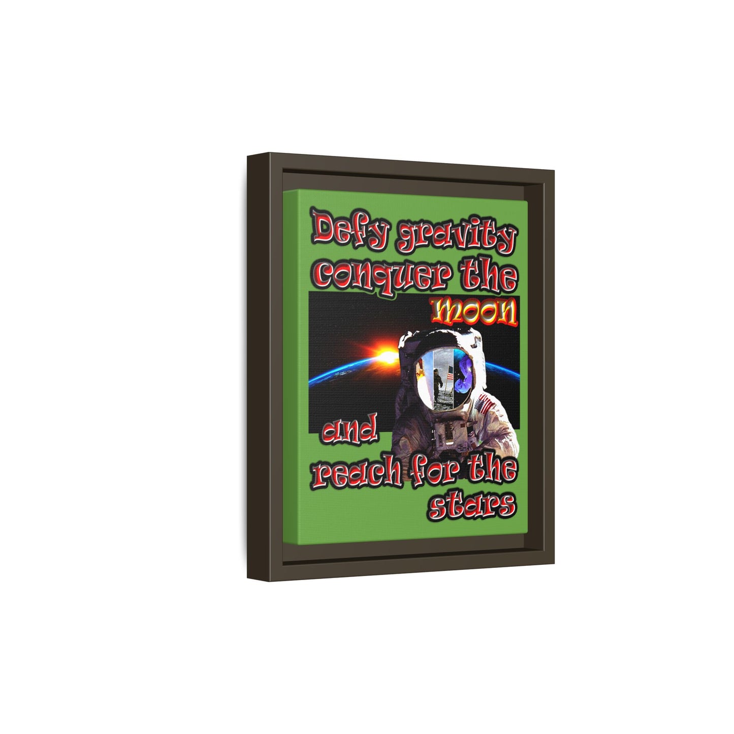 defy conquer reach - framed canvas art (green)