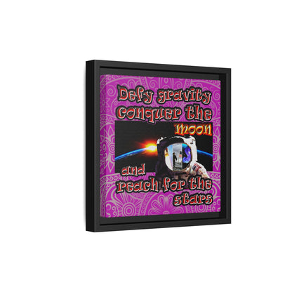 defy conquer reach - framed canvas art (pink swirl)