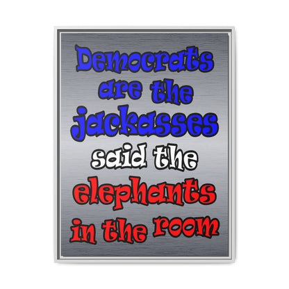 donkeys and elephants - framed canvas art (brushed nickel)