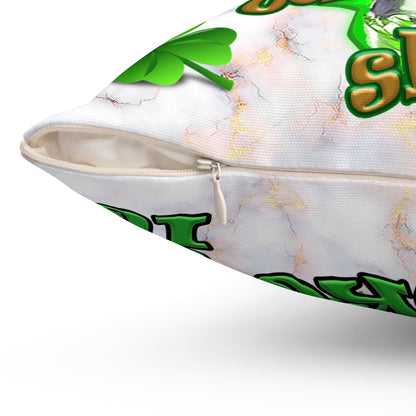 celtics logo - Spun Polyester Square Pillow - (white marble)