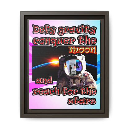 defy conquer reach - framed canvas art (light blue-pink wave)