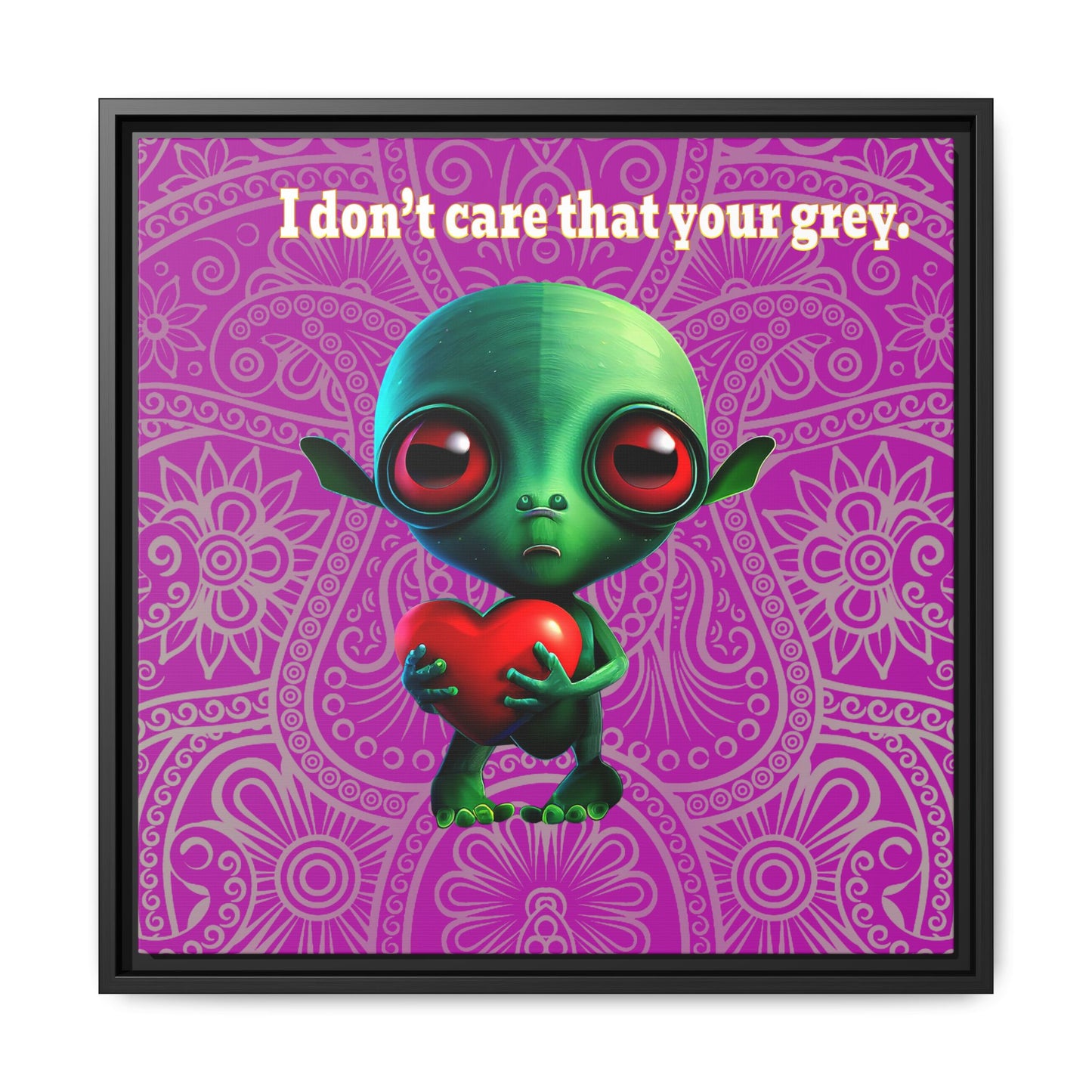 I don't care that your grey - framed canvas art (pink swirl)