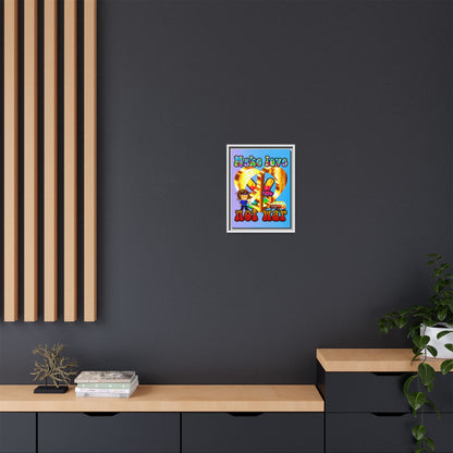 love peace - framed canvas art (light blue-purple wave)
